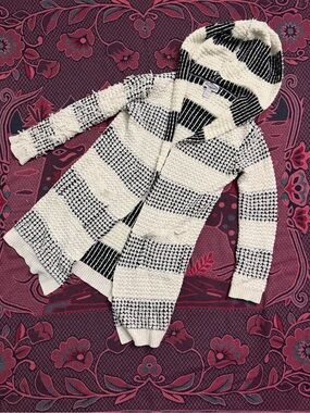Olivers Black and White Striped Hooded Cardigan